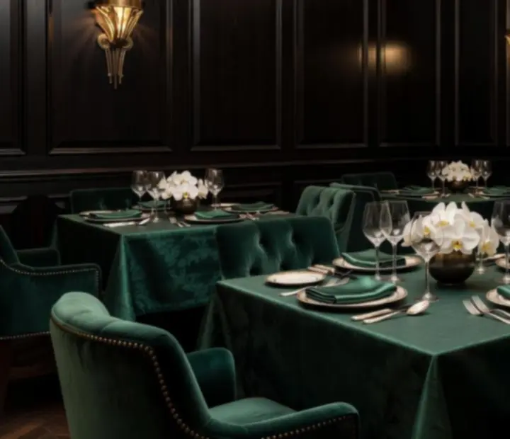 Elegantní interiér Czech Royale s temnými materiály, kovovými akcenty a luxusním sezením.